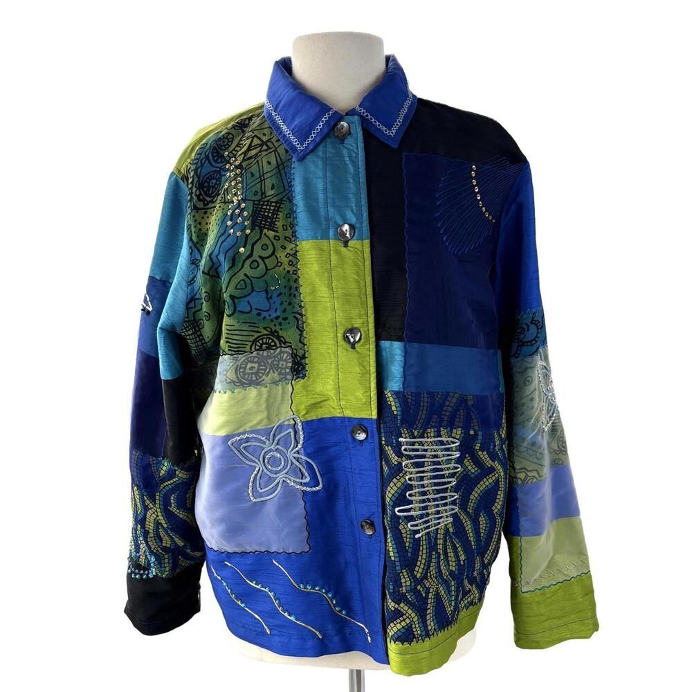 Marsh Landing Women's Lg Wearable Art Jacket Abstracts Geometrics Colorful